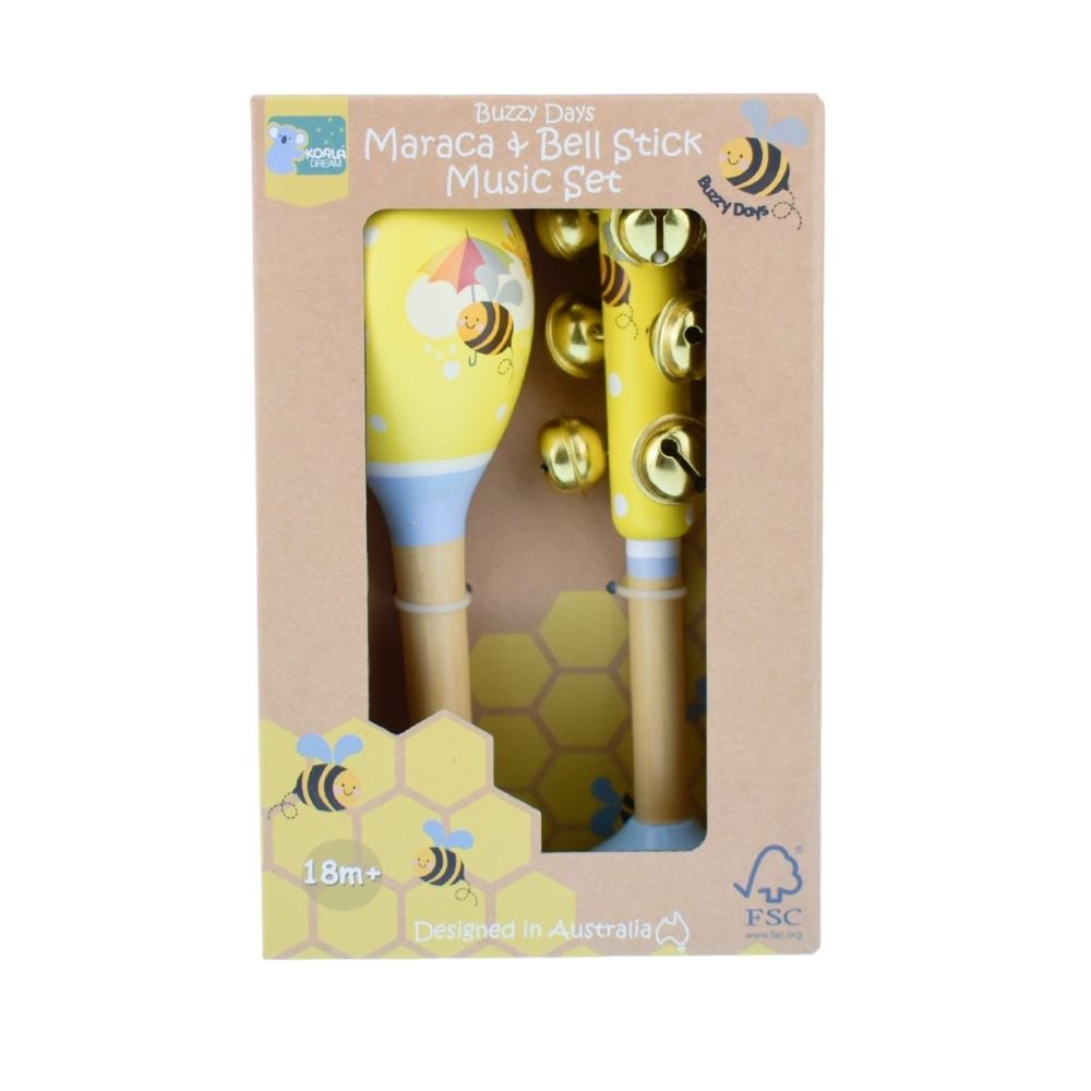 KaperKidz - Bee Maraca & Bell Stick Set