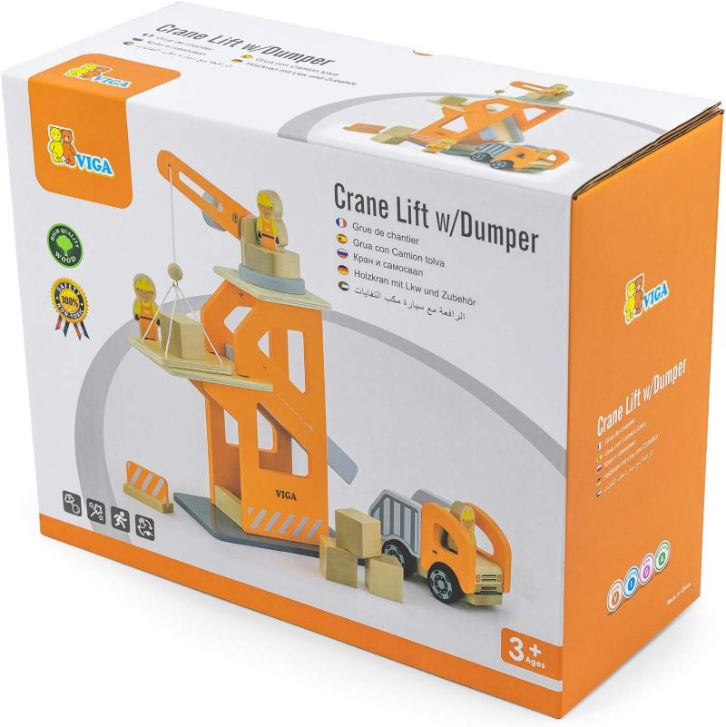 Viga Toys - Crane Lift with Dump Truck