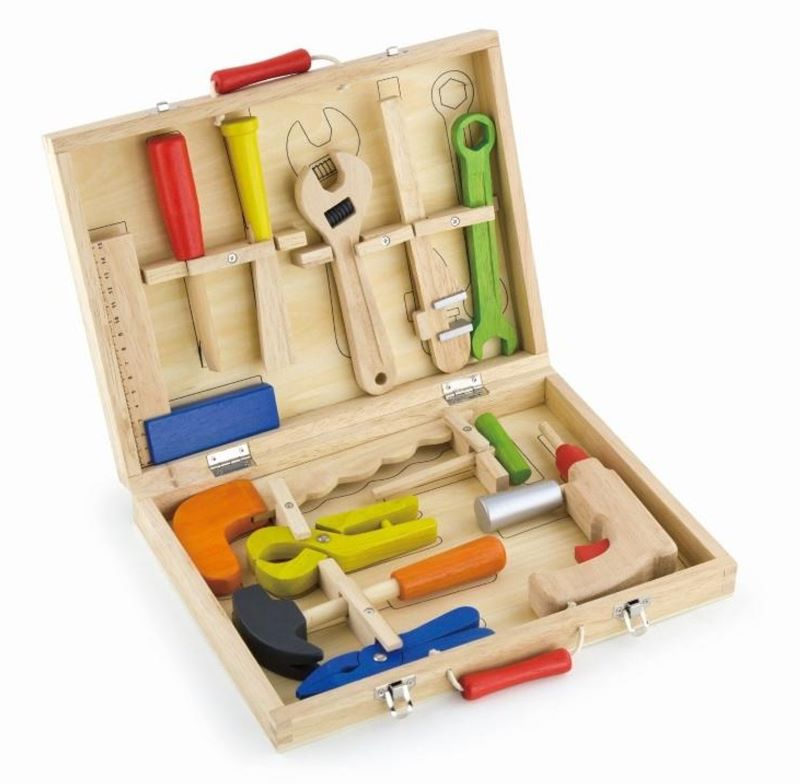 Viga Toys - Wooden Tool Box (12 pieces)