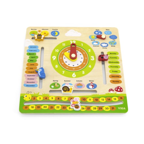 Viga Toys - Wooden Calendar with Clock