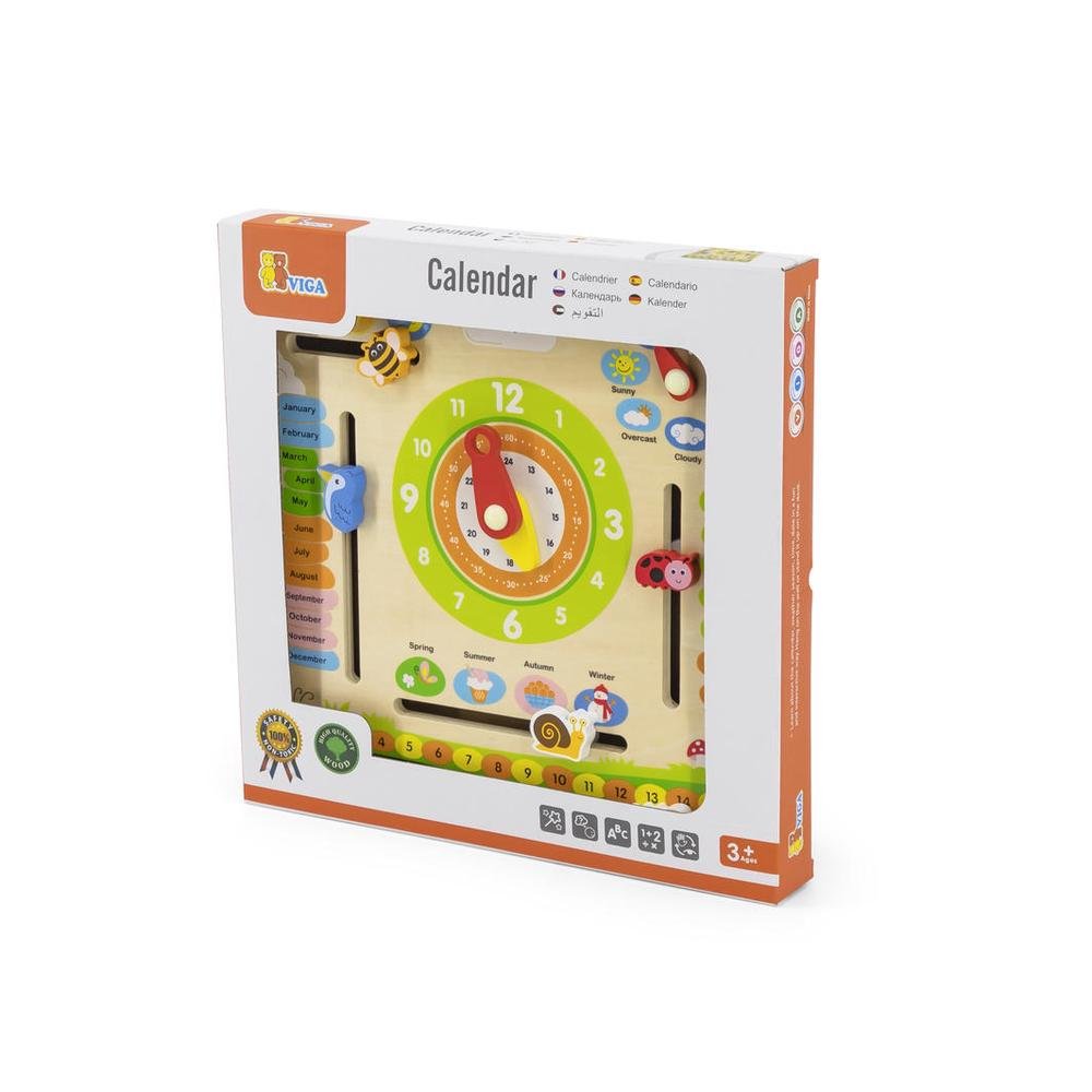 Viga Toys - Wooden Calendar with Clock