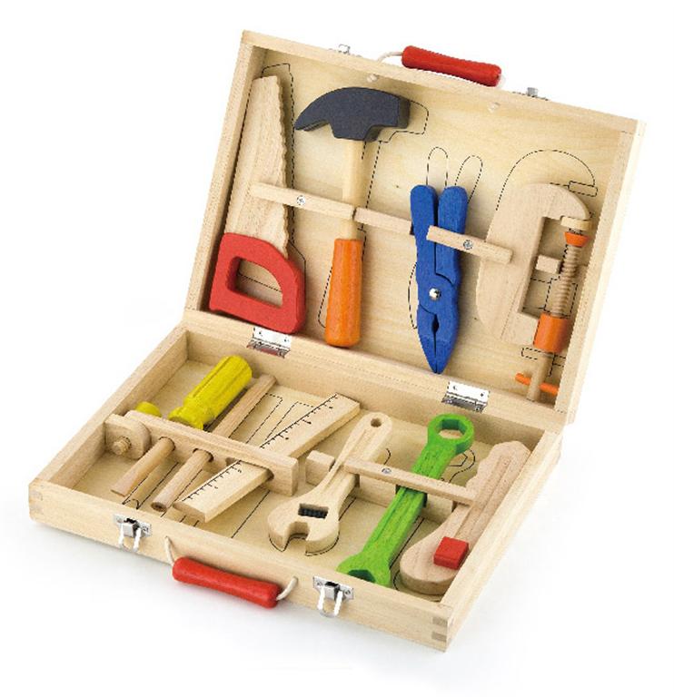 Viga Toys - Wooden Tool Box (10 pieces)