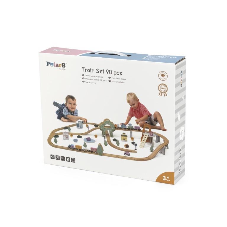 Viga Toys - Wooden Train Set (92 pcs)